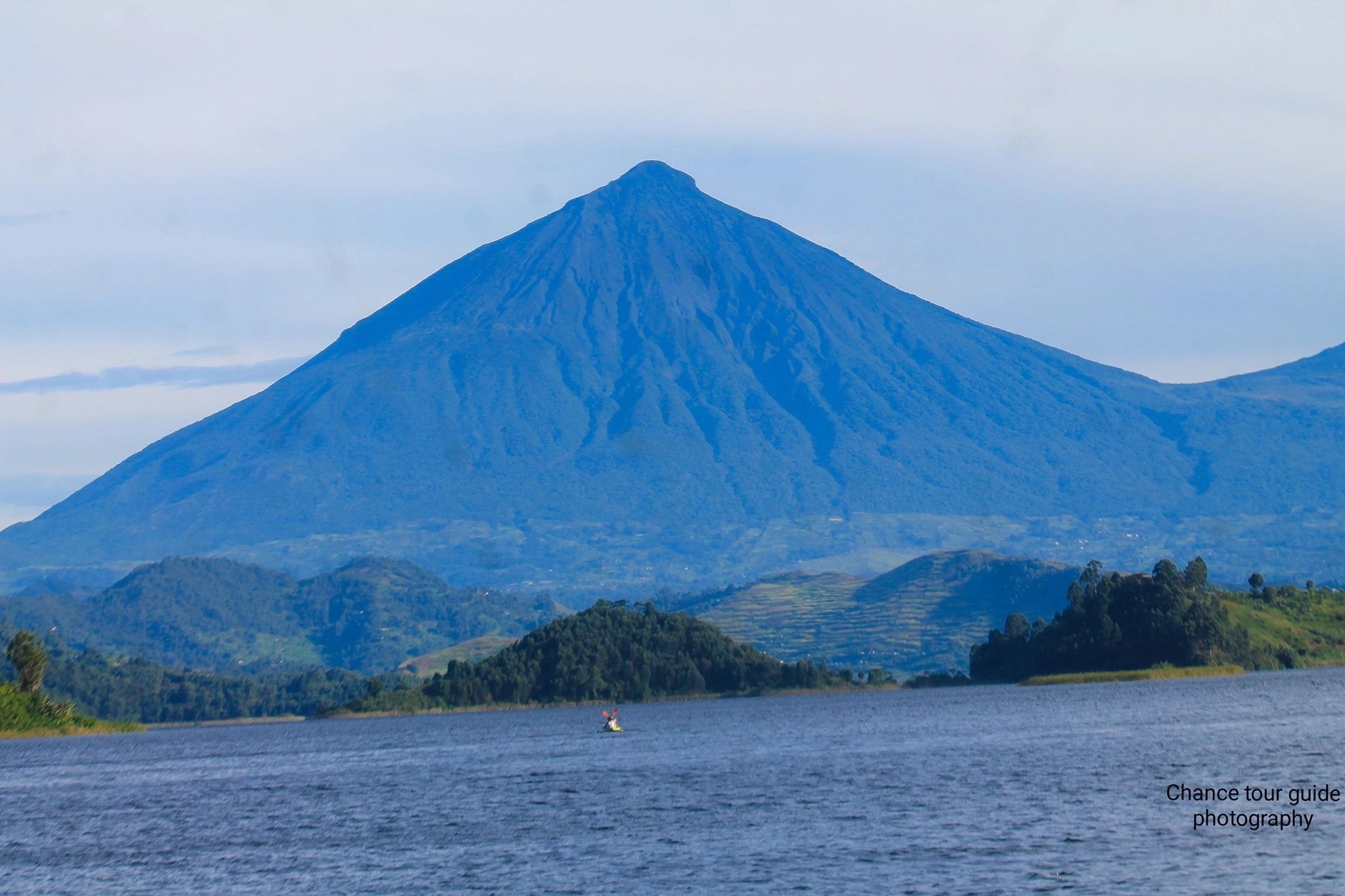Mount Muhavura view from Lake Mutanda